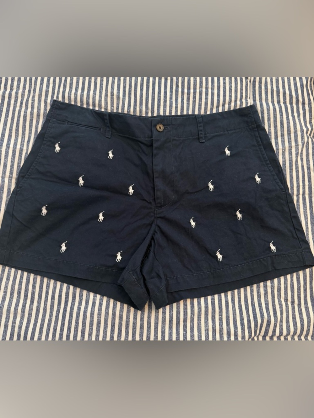 Polo by Ralph Lauren Navy Embroidered Pony Flat-Front Shorts